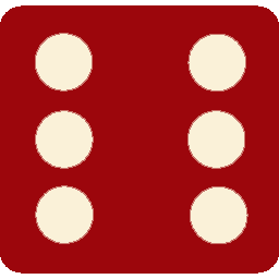 A dice with a score of 6